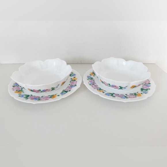 Vintage Arcopal Spain Vintage Floral Bowl & Plate Set – Set of 2 - Picture 3 of 6